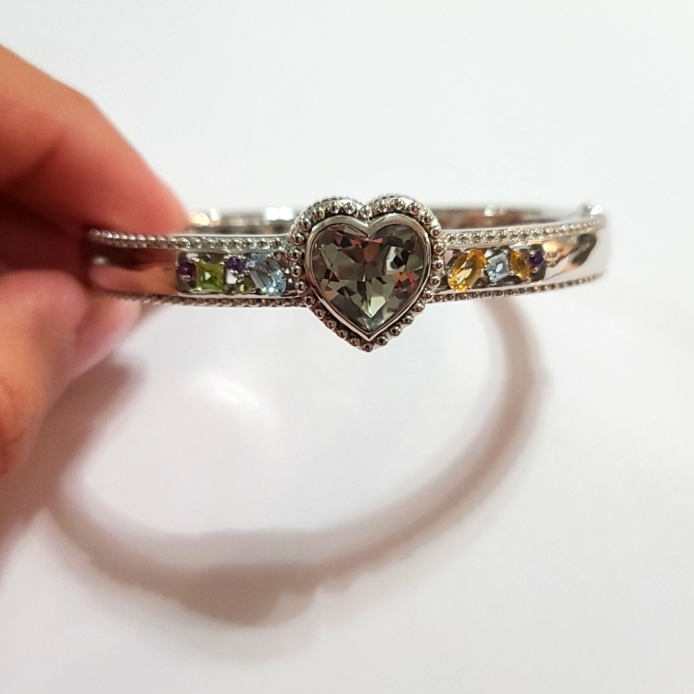 Like New - 925 Ss Multi Stone Hinged Bangle - image 1